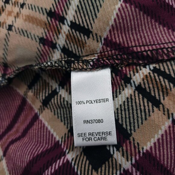 CATO Tunic Womens Size S Purple Plaid Keyhole Neck 3/4 Sleeve Blouse Shirt - Picture 8 of 9
